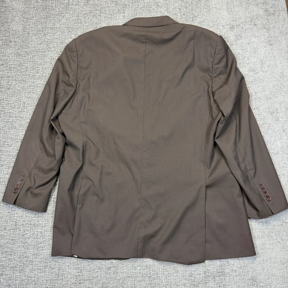 Pronto Uomo Blazer Mens 48L Brown Pinstripe Wool Zignone Italy Sport Coat